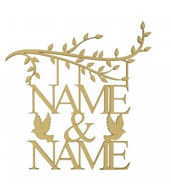 Laser Cut Personalised Box Frame Branch - Two Names